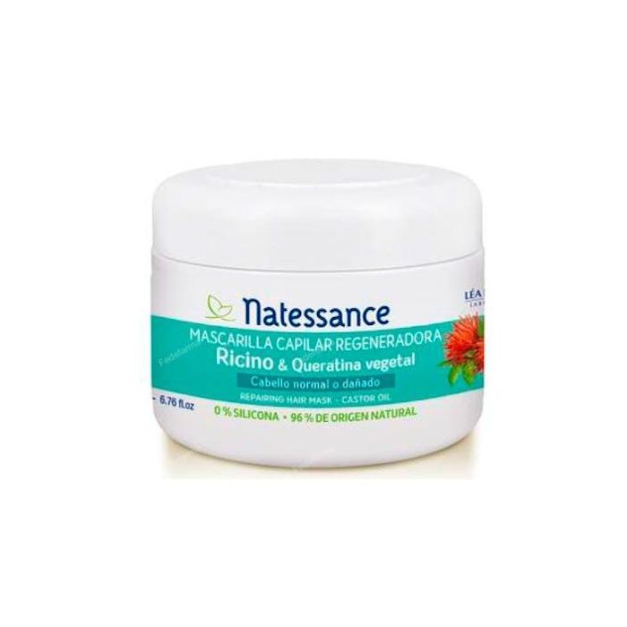 NATESSANCE Mascarilla Capilar Ricino Regeneradora 150ml - Con Queratina Vegetal, 96% Origen Natural