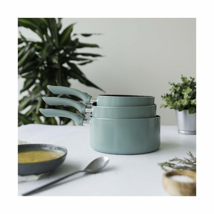 Set de Cazos Livoo Ø 18 cm Ø 20 cm Ø 16 cm Verde Aluminio 3 Piezas 4 Set de Cazos Livoo Ø 18 cm Ø 20 cm Ø 16 cm Verde Aluminio 3 Piezas 4