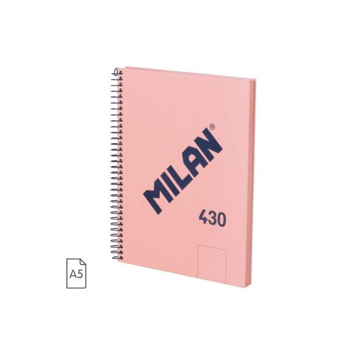 Cuaderno A5 con Espiral y Tapa Dura, 80 Hojas Blancas de 95 Gr/M, Colección 430 Since 1918, Rosa Milan 57151E80P