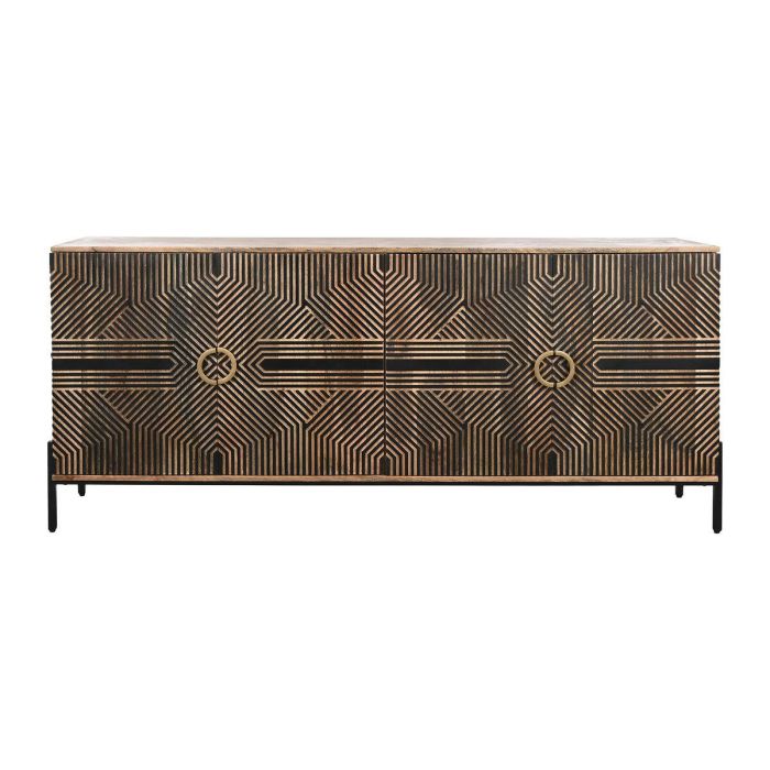 Aparador Home ESPRIT Negro Dorado Natural Madera 180 x 40 x 80 cm 2 Aparador Home ESPRIT Negro Dorado Natural Madera 180 x 40 x 80 cm 2