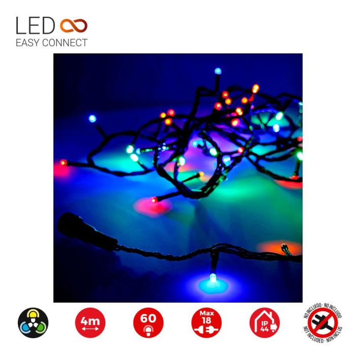 Guirnalda easy-connect 4m 60 leds multicolor 30v (ip44 interior-exterior) total 1.08w 1