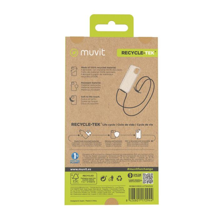 Muvit Recycletek Funda Transparente para iPhone 15 Pro Max, Fabricada con Material Reciclado 12 Muvit Recycletek Funda Transparente para iPhone 15 Pro Max, Fabricada con Material Reciclado 12