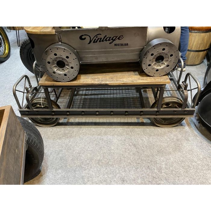 DKD Home Decor Mesa Centro Vintage Negro Marron 48 x 76 x 147 cm 1