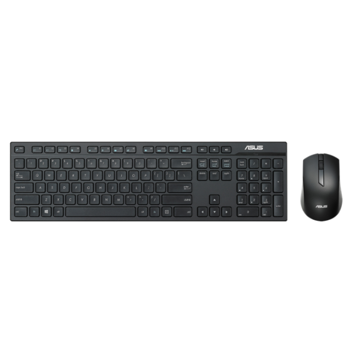 ASUS W2500 Teclado y Ratón Inalámbricos RF 2.4GHz QWERTY para Gaming, Completo, Negro. Plug-and-Play, 10m, 1000 DPI, Windows