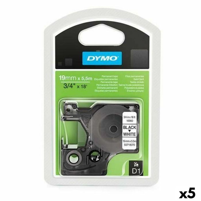 Cinta de transferencia térmica Dymo D1 16960 Blanco Negro 19 mm x 5,5 m (5 Unidades) Cinta de transferencia térmica Dymo D1 16960 Blanco Negro 19 mm x 5,5 m (5 Unidades)