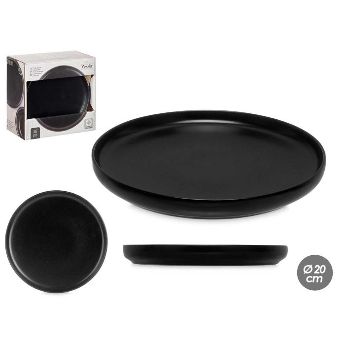 Plato Postre Gres Negro 20 cm Vessia - Cerámica (36 Unidades) Plato Postre Gres Negro 20 cm Vessia - Cerámica (36 Unidades)