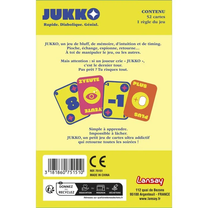 Lansay LAN3181860751510 - JUKKO - Juego de mesa, a partir de 8 años