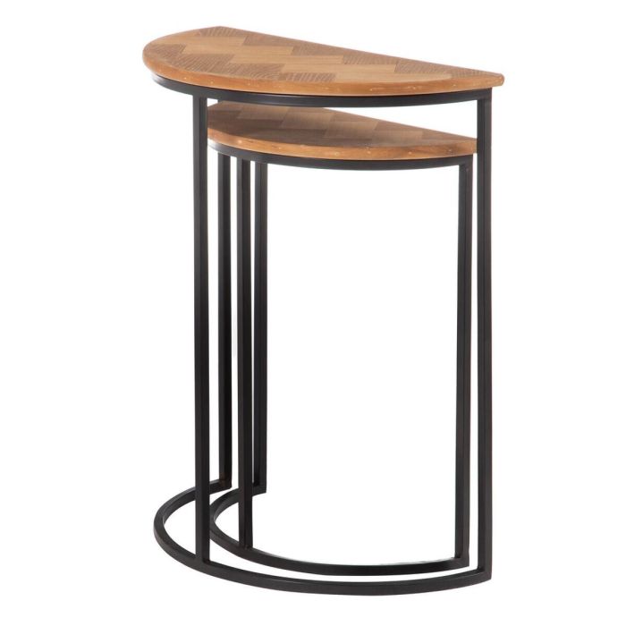 Mesa auxiliar Marrón Negro Metal Hierro Madera MDF 62,5 x 62,5 x 73 cm 62,5 x 31 x 73 cm (2 Unidades) 7