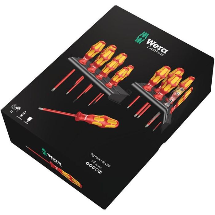 Wera 05105631001 Kraftform Big Pack 100 VDE Juego de Destornilladores con Aislamiento (14 Piezas, Phillips, Pozidriv, Torx) 3 Wera 05105631001 Kraftform Big Pack 100 VDE Juego de Destornilladores con Aislamiento (14 Piezas, Phillips, Pozidriv, Torx) 3