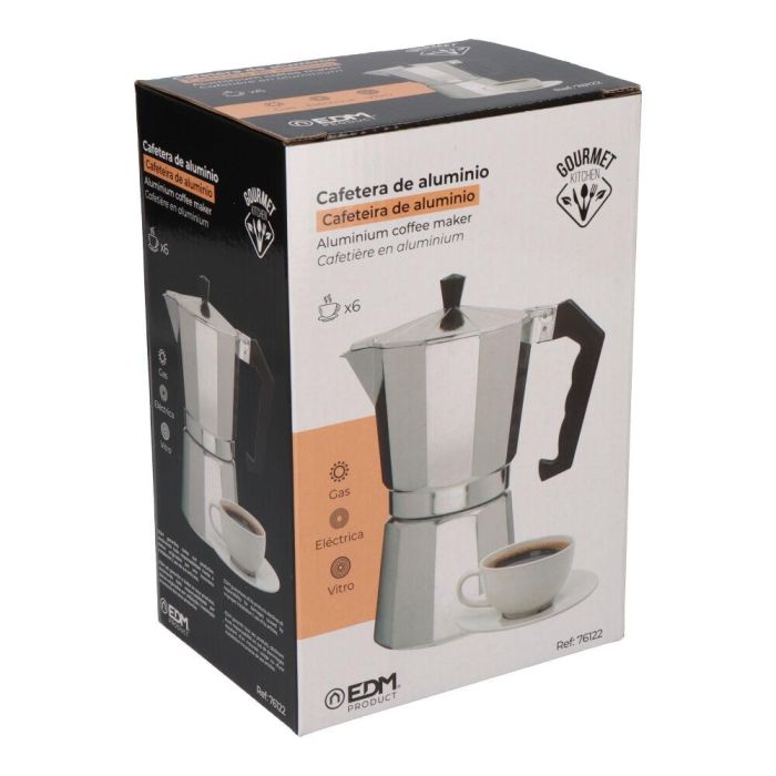 Gourmet Kitchen Cafetera de aluminio 6 tazas para gas, vitrocerámica y placa eléctrica 1 Gourmet Kitchen Cafetera de aluminio 6 tazas para gas, vitrocerámica y placa eléctrica 1