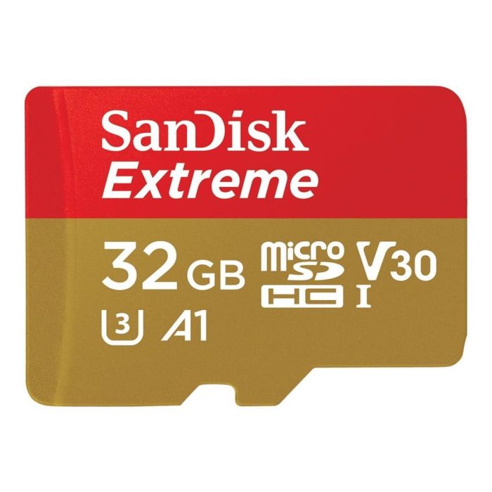 SanDisk Tarjeta Memoria MicroSDHC Extreme 32 GB, U3 V30 A1, hasta 100 MB/s lectura, 60 MB/s escritura para 4K UHD y Apps