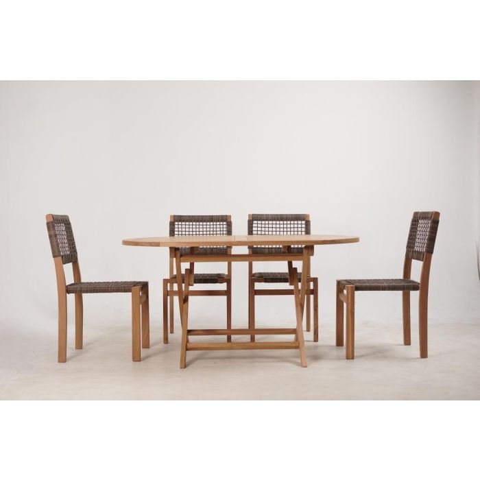 Mesa Terraza Y Jardin DKD Home Decor Natural Marron 90 x 75 x 150 cm Set de 5 2