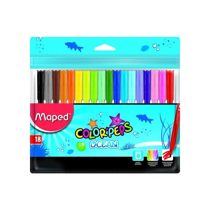 Rotulador Fibra Maped Color´Peps Ocean Estuche De 18