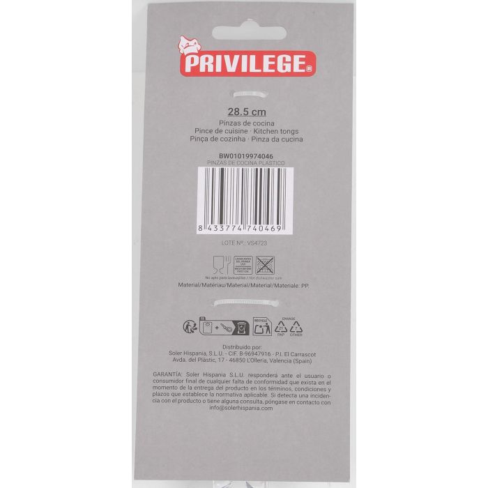 Wooow Pinzas de Cocina de Plástico Privilege 28.5 cm (36 Unidades) 1