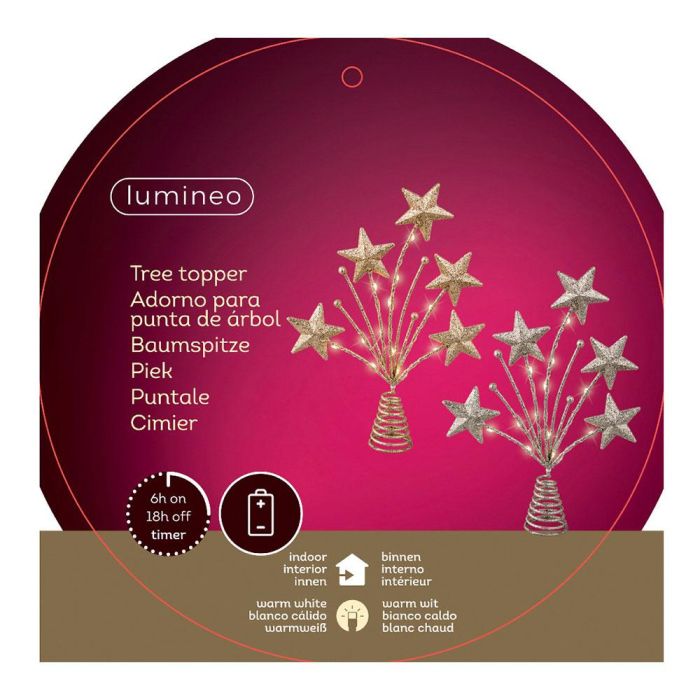 Adorno para copa árbol de navidad estrella 5x21x31cm 12 leds colores surtidos, función fija, blanco cálido 4 Adorno para copa árbol de navidad estrella 5x21x31cm 12 leds colores surtidos, función fija, blanco cálido 4