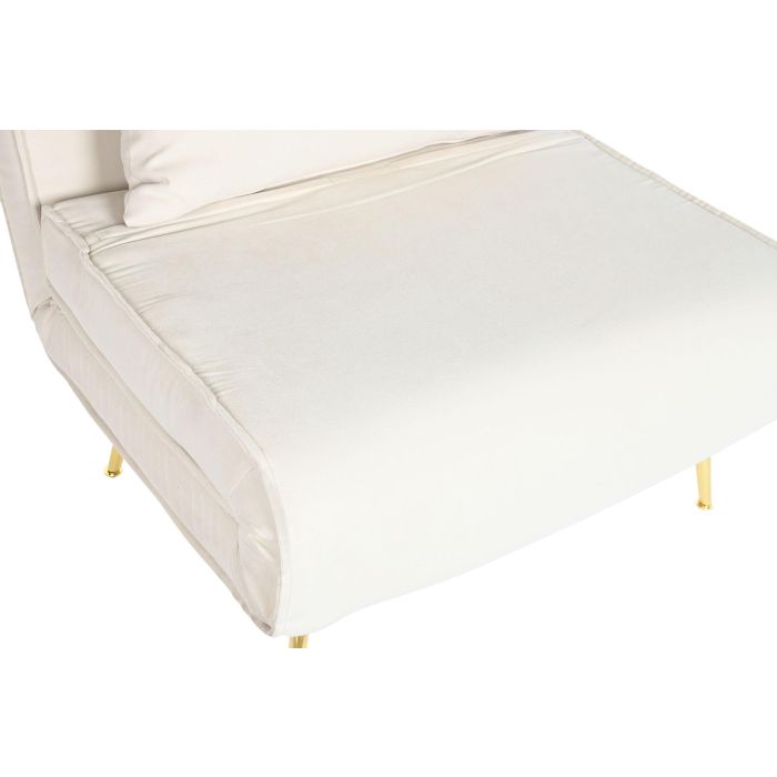 DKD Home Decor Sofá Cama Scandi Crema 90x90x84 cm Poliéster y Metal con Altura Asiento 43cm Desmontable