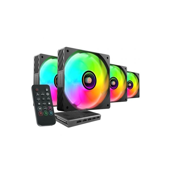 Pack 4 Ventiladores Mars Gaming MF-SI4KIT/ 12cm + HUB + Mando a Distancia/ ARGB Pack 4 Ventiladores Mars Gaming MF-SI4KIT/ 12cm + HUB + Mando a Distancia/ ARGB