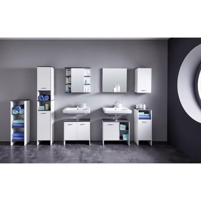 Trendteam smart living Armario con espejo y mucho espacio de almacenamiento, blanco/plata ahumado, 32 x 82 x 99 cm 3 Trendteam smart living Armario con espejo y mucho espacio de almacenamiento, blanco/plata ahumado, 32 x 82 x 99 cm 3