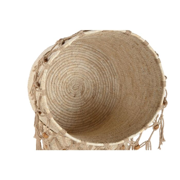 Cesta Boho DKD Home Decor Natural Blanco 38 x 35 x 38 cm Set de 3 (2 Unidades) 2