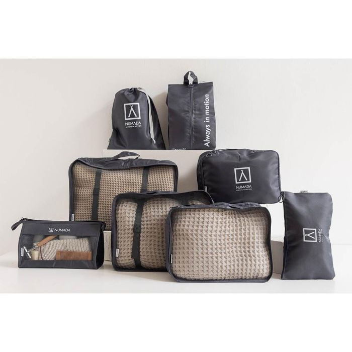 Numada Organizador de Maleta Gris Oscuro 8 Piezas Impermeable Multiusos Cremallera Doble Cursor Rejilla Visibilidad 1