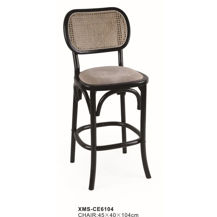 DKD Home Decor Silla Horeca Negro Natural 54 x 82 x 55 cm Olmo y Ratán (2 Unidades) 1