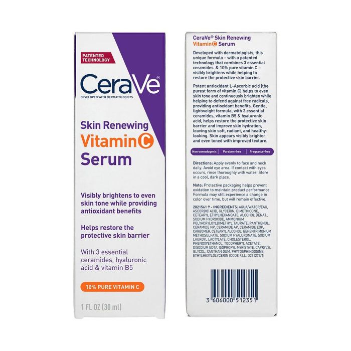 Cerave SKIN RENEWING Sérum Antiedad con Vitamina C, Antiarrugas, Antioxidante e Hidratante 30 ml 1