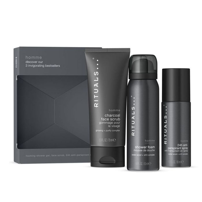 Rituals Homme Set de Cuidado Facial y Corporal con Estuche: Exfoliante Facial 70ml, Espuma de Ducha 70ml, Desodorante 24h 50ml Rituals Homme Set de Cuidado Facial y Corporal con Estuche: Exfoliante Facial 70ml, Espuma de Ducha 70ml, Desodorante 24h 50ml