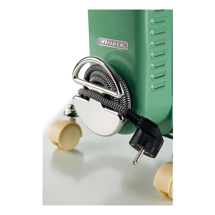 Ariete 838/14 Radiador de Aceite de 9 Elementos, Vintage Verde, Calefactor Eléctrico Estilo Años 50, 3 Niveles de Potencia, Ruedas 360º 2