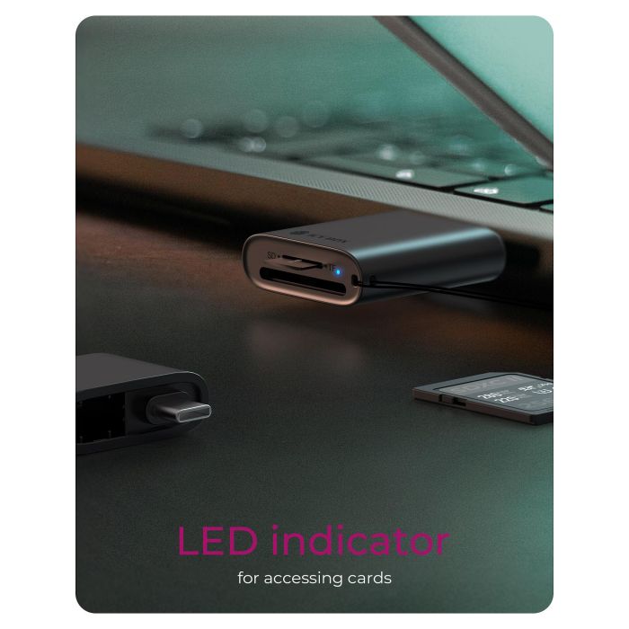 ICY BOX IB-CR204-CU3 Lector de Tarjetas 2 en 1 USB 3.2 Gen 1 para SD, MicroSD, SDXC, SDHC hasta 2 TB, 170 MB/s, Negro 5