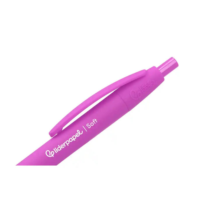 Liderpapel Bolígrafo Retráctil Punta 1 mm con Clip, Acabado Soft Touch, Tinta Azul, Cuerpo Rosa - 27x145x70 mm Liderpapel Bolígrafo Retráctil Punta 1 mm con Clip, Acabado Soft Touch, Tinta Azul, Cuerpo Rosa - 27x145x70 mm