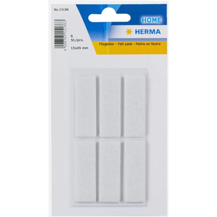 HERMA Filzgleiter, Deslizadores de Fieltro Blancos 15x45 mm