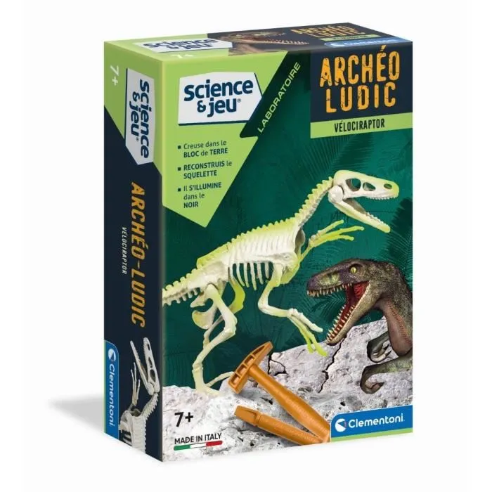 Clementoni Archéo Ludic Vélociraptor - Juego Científico de Dinosaurios que se Ilumina en la Oscuridad 0 Clementoni Archéo Ludic Vélociraptor - Juego Científico de Dinosaurios que se Ilumina en la Oscuridad 0