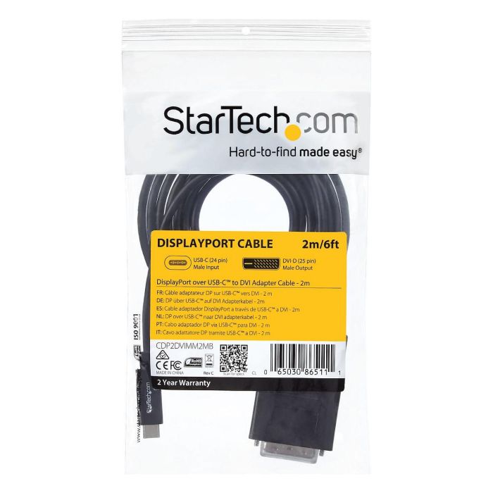 Adaptador USB C a DVI Startech CDP2DVIMM2MB Negro Adaptador USB C a DVI Startech CDP2DVIMM2MB Negro