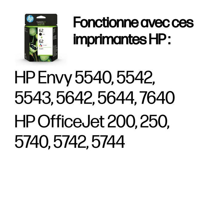 HP Tinta Bk- C - M - Y Envy 5604, Nº 62 Pack 2 5