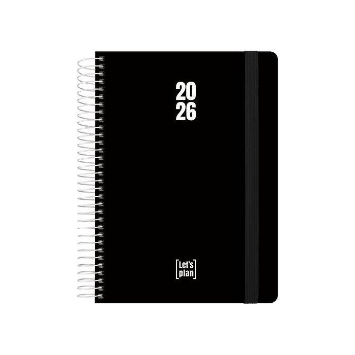 Agenda Anual (2026) Grafoplas Polipropileno Espiral Tapa Pp Con Goma A5 210X150 D/P Negro