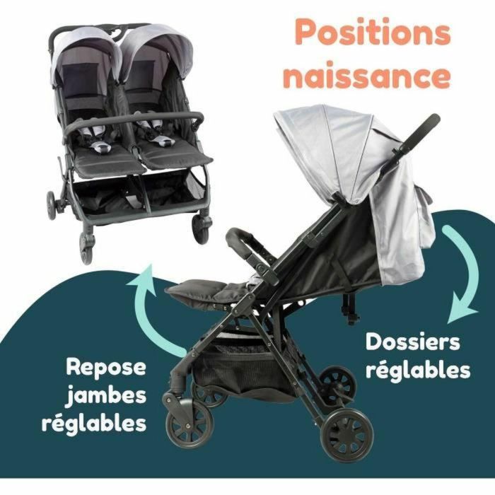 Cochecito doble BAMBISOL - Para gemelos y niños de edades cercanas desde el nacimiento hasta los 36 meses 2 Cochecito doble BAMBISOL - Para gemelos y niños de edades cercanas desde el nacimiento hasta los 36 meses 2