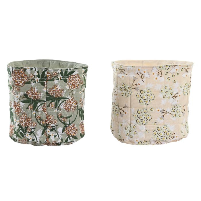 DKD Home Decor Cesta Tradicional Verde Beige 16 x 10 x 16 cm 4 Unidades 3