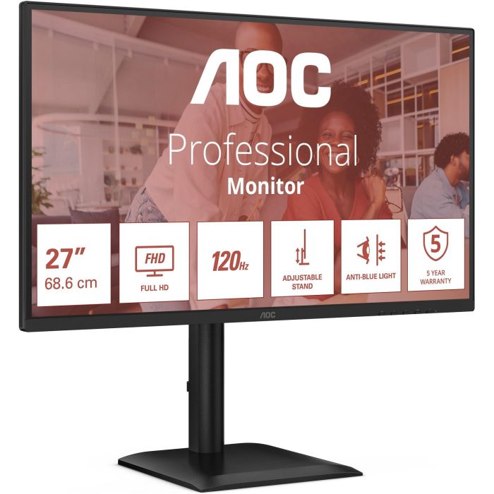 AOC Monitor 27E4CV 27" QHD 2560x1440 120Hz 4ms IPS HDMI DP USB-C 90W Power Delivery, Soporte Ajustable, Negro 12