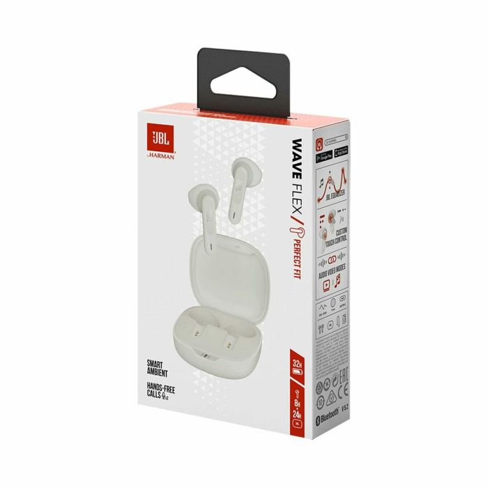 Auriculares Bluetooth con Micrófono JBL JBLWFLEXWHT Blanco 9 Auriculares Bluetooth con Micrófono JBL JBLWFLEXWHT Blanco 9