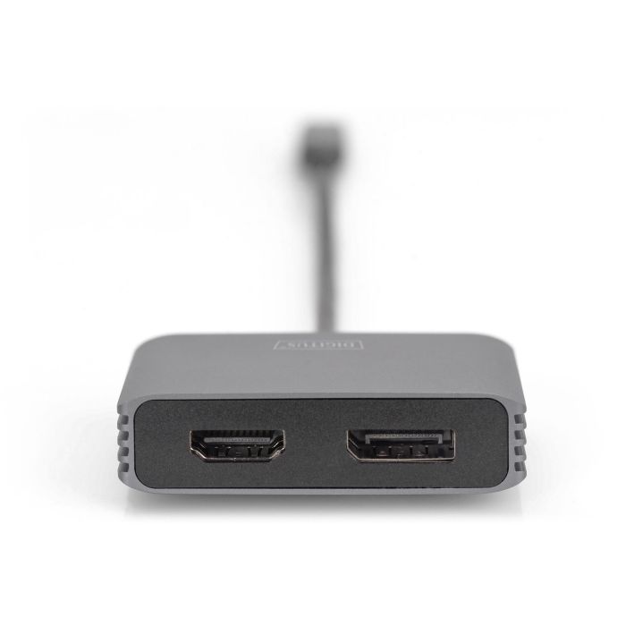 Adapter DIGITUS DP + HDMI Adapter 20cm 4K/30Hz Silber Aluminium Gehäuse 3