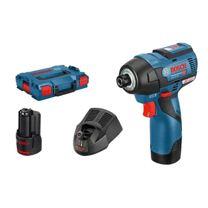 Bosch Professional 06019E0005 Atornillador de Impacto 12V con 2 Baterías 3.0Ah y L-BOXX 4