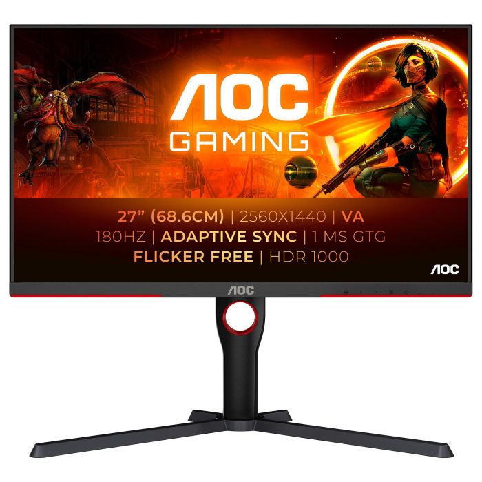 AOC Q27G3XMN/BK Monitor Gaming 27" 2K QHD VA 1ms 180Hz HDR1000 Mini LED Negro AOC Q27G3XMN/BK Monitor Gaming 27" 2K QHD VA 1ms 180Hz HDR1000 Mini LED Negro