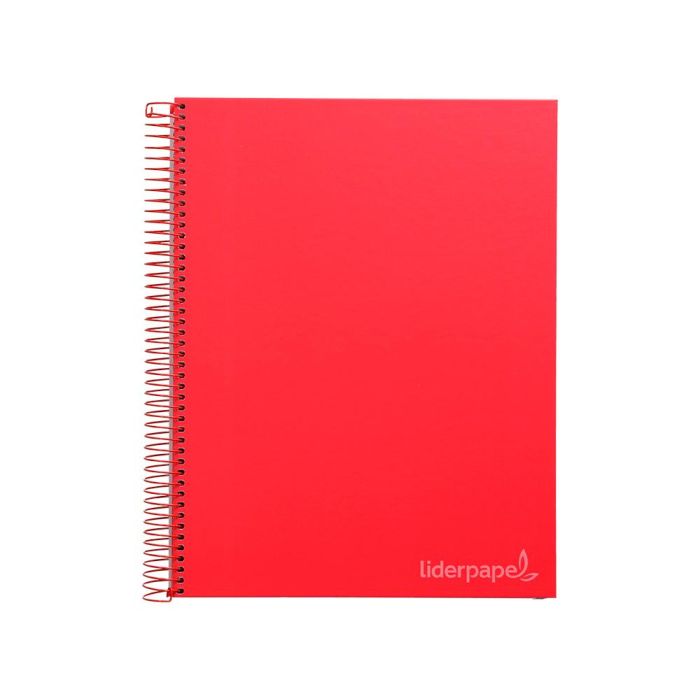 Cuaderno Espiral Liderpapel A4 Micro Jolly Tapa Forrada 140H 75 gr Cuadro 5 mm 5 Bandas 4 Taladros Color Rojo 1