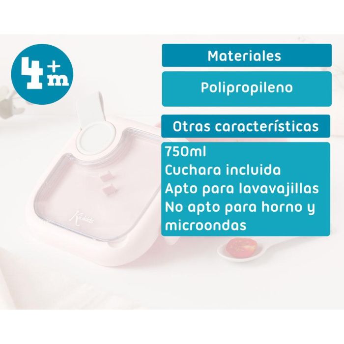 Caja Almuerzo Rosa Con Cuchara Gris 5