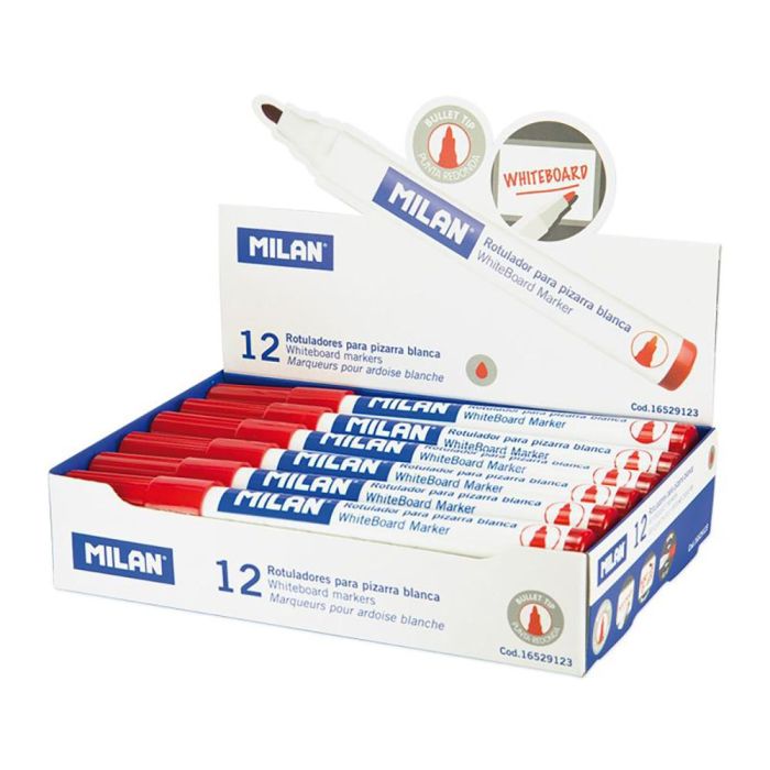 Milan Rotulador Pizarra Blanca Punta Redonda Rojo Caja 12 Ud Milan Rotulador Pizarra Blanca Punta Redonda Rojo Caja 12 Ud
