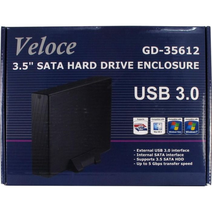 Inter-Tech Veloce GD-35612 8cm 3.5" SATA Serial ATA II Negro 5 Gbit/s 5