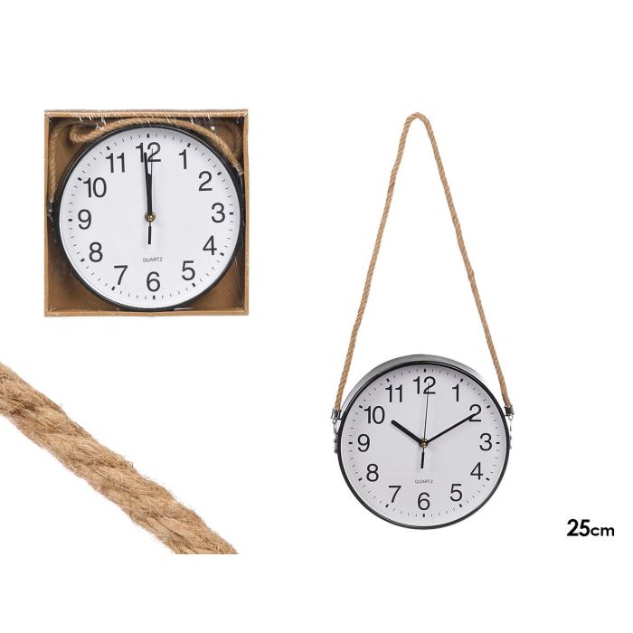 GIFTDECOR Reloj de Pared con Cuerda para Colgar, Negro, 25 cm (Set de 12)