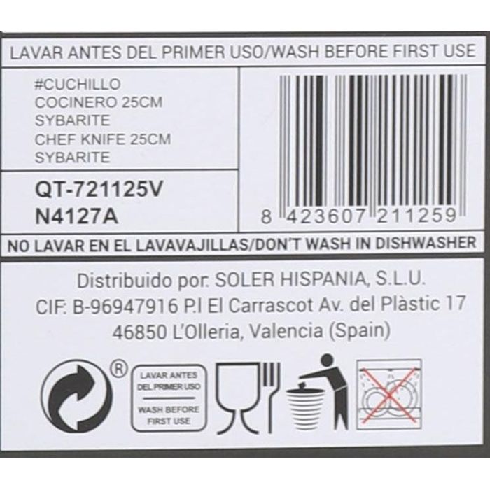 Quttin Cuchillo Cocinero Sybarite 25 cm (8 Unidades) 4