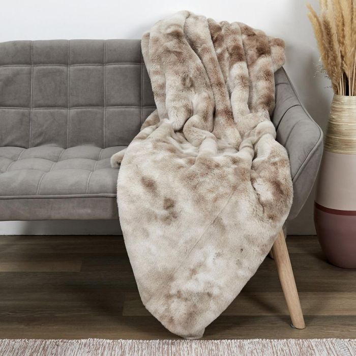 Home Deco Factory Manta Marrón Imitación Piel 140x200 cm Suave 3