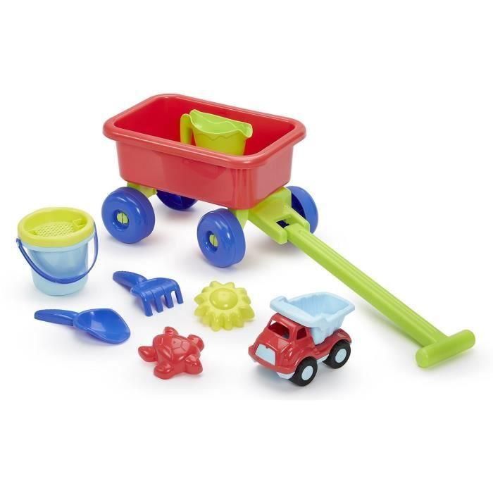 Ecoiffier 529 - Carro de Playa Infantil Equipado: Balde, Colador, Regadera, 2 Moldes, Vehículo Pequeño. Asa Direccional desde 18 Meses
